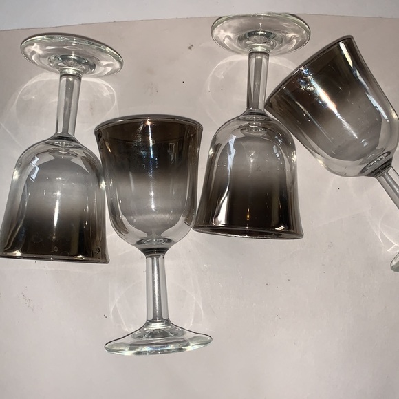 Vintage Set of 4 Silver Band Cordial/Sherry Footed Glasses, France - Picture 5 of 5